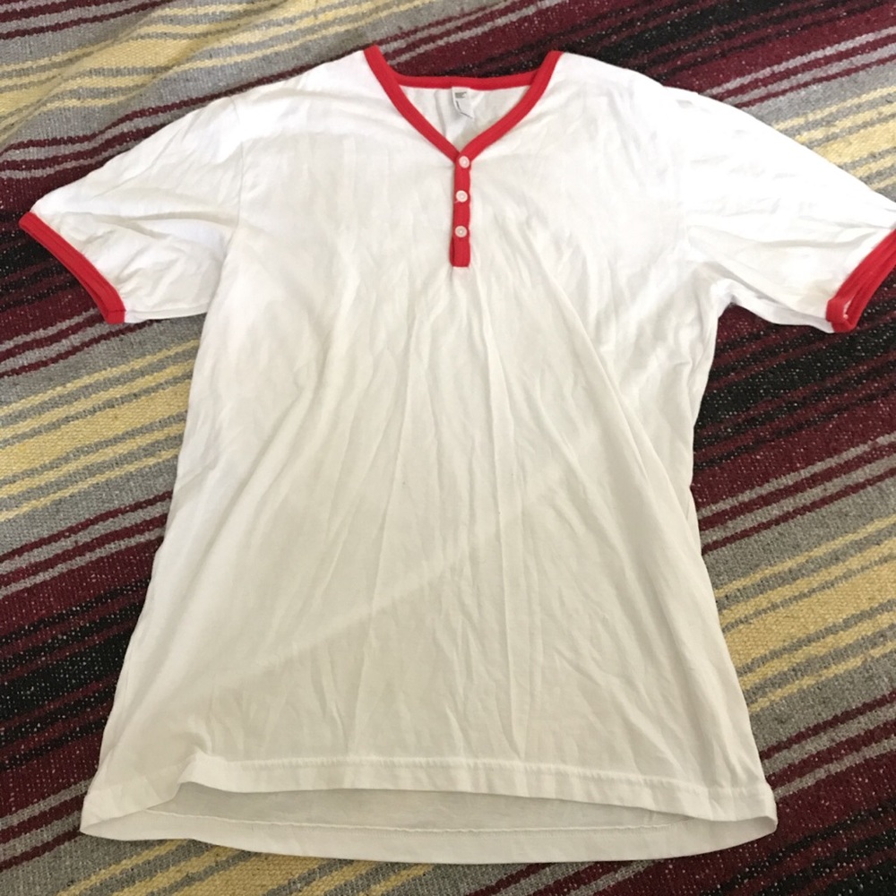 American appeal white and red ringer tee